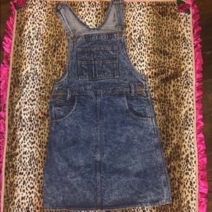 XS denim jean overall dress vintage Sostamza 90s